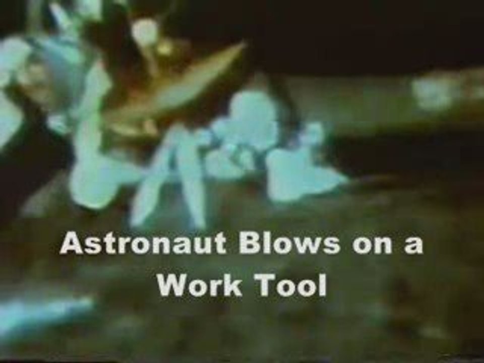Moon Landing Hoax A14 : Astronaut Blows on A Work Tool