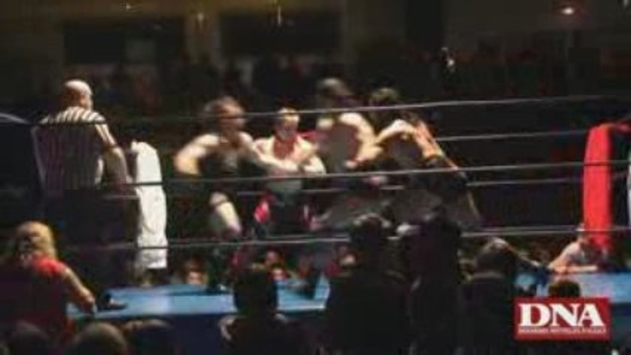 Gala de catch à Colmar, combat à six catcheurs