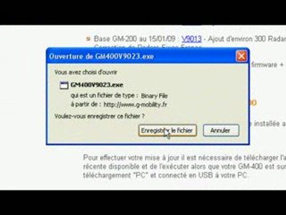 Mise à jour de la base du GM-400 depuis le web