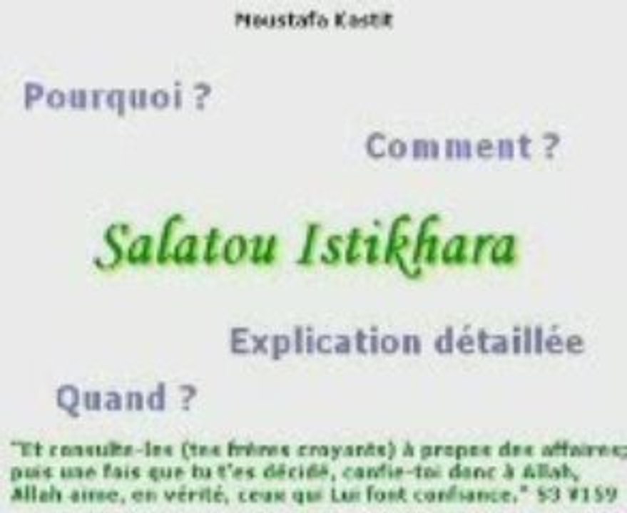 4 Signification de l'invocation (Istikhara)-Mustapha Kastit