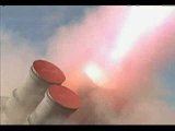 Coastal truck battery firing a Navy Harpoon missile
