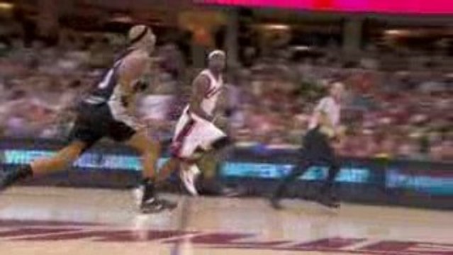 NBA LeBron James takes the pass and finishes with authority