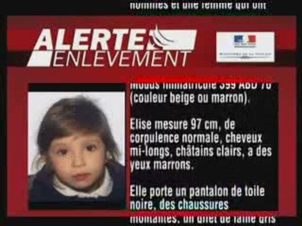 MISSING Elise ANDRE/ FRANCE/PLAN AMBER/ALERTE ENLEVEMENT