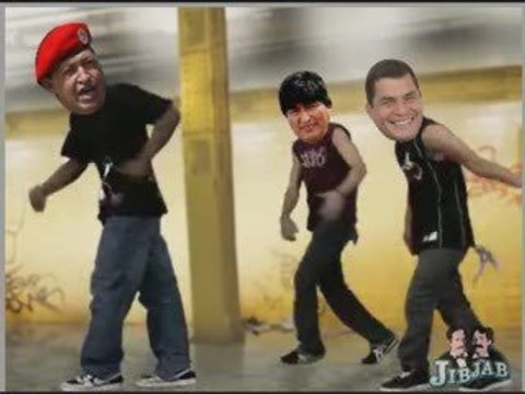 HUGO CHAVEZ , RAFAEL CORREA Y EVO MORALES BAILANDO BREACK