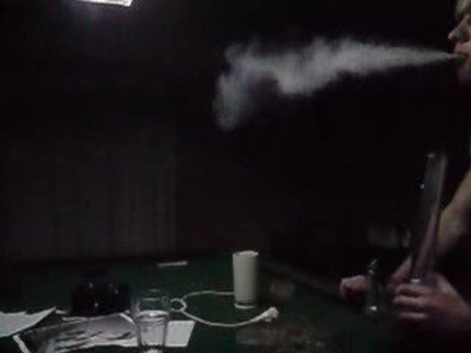 Blowing clouds downstairs in slo-mo