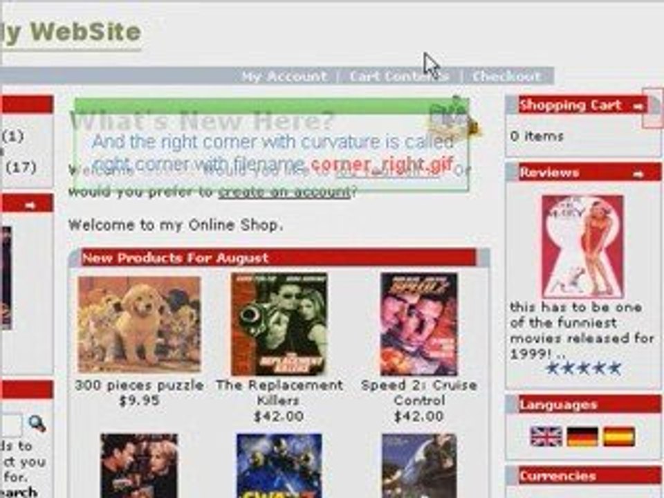 osCommerce video tutorial: Customize Box Header series (1)