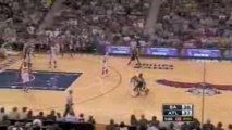 NBA Mario West steals the ball from Tony Parker. He finishes