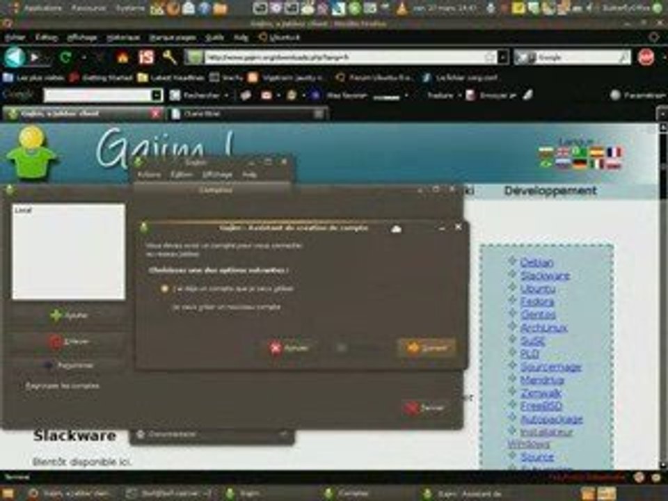 Gajim : Créer un compte sur JabberDZ.org