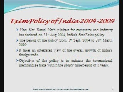 Indian Exim Policy - India Export Import Policy - Cybex Exim
