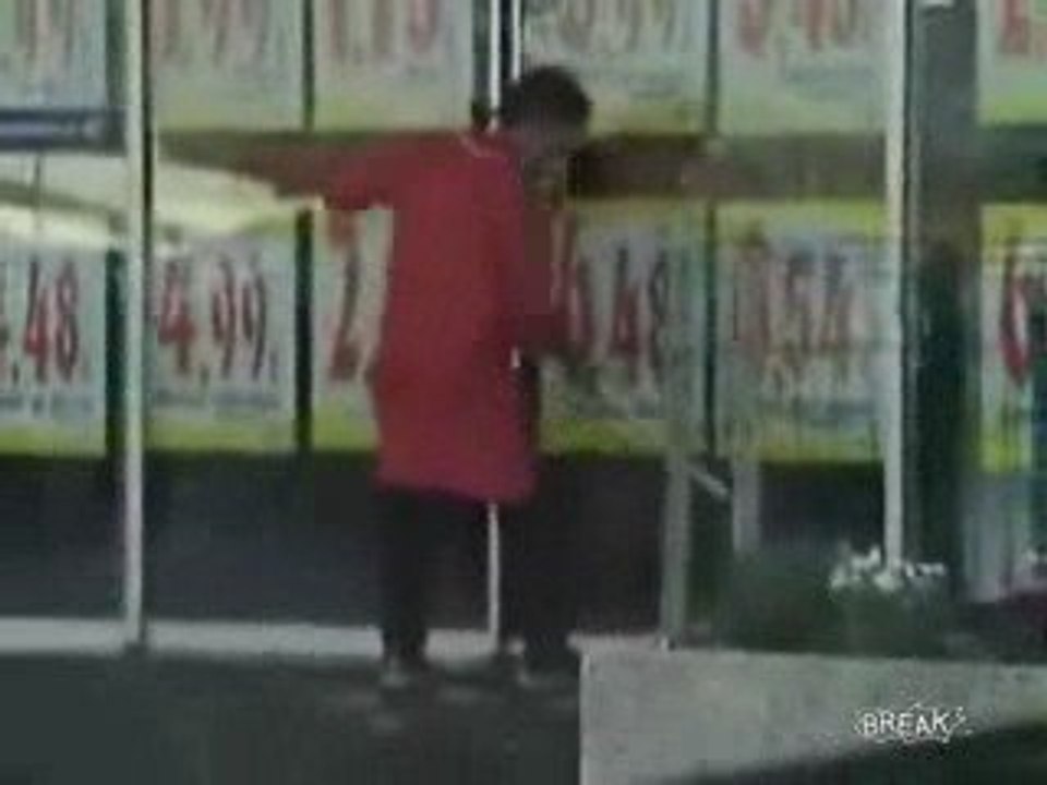 Dumb woman cleans automatic doors