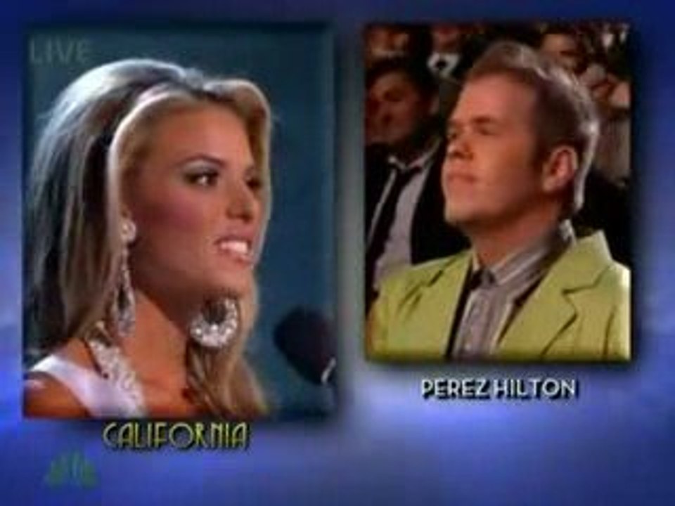 Miss USA California Answers Question From Perez Hilton About