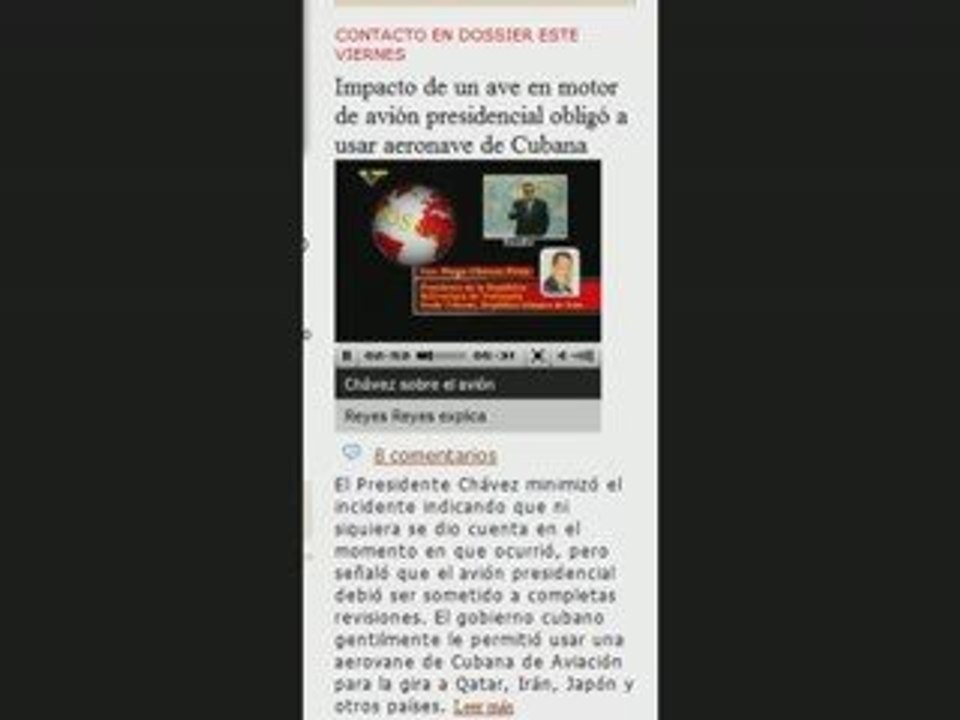 Hugo Chavez accidente del avion presidencial
