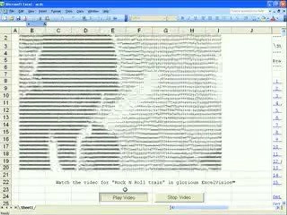 AC DC Rock N Roll Train - ASCII music video in Excel