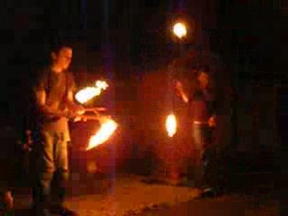 Baton feu /Fire devil stick / fire staff at Anne-Ga's bday