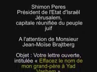 Réponse de Shimon Peres à un israélien