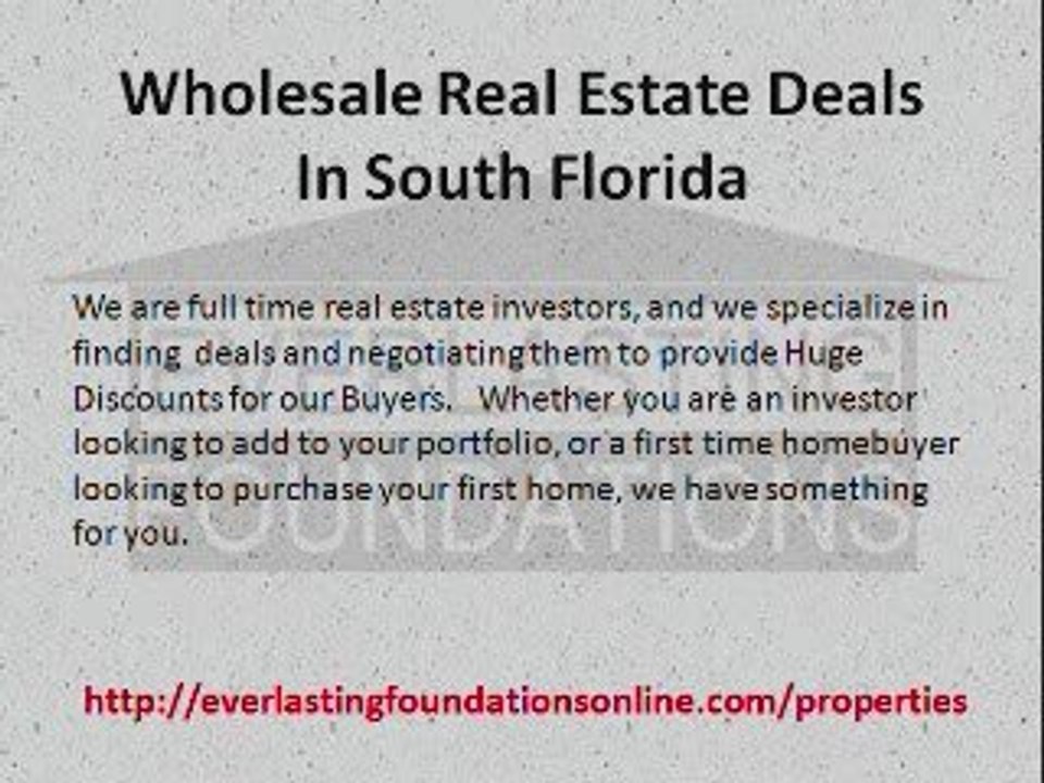 Wholesale Real Estate Deals In South Florida