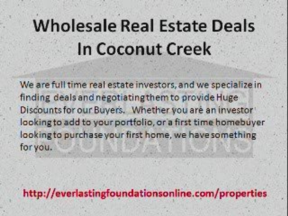 Wholesale Real Estate Deals In Coconut Creek