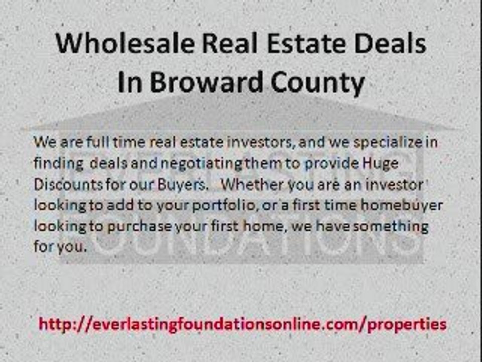 Wholesale Real Estate Deals In Broward County