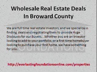 Wholesale Real Estate Deals In Broward County