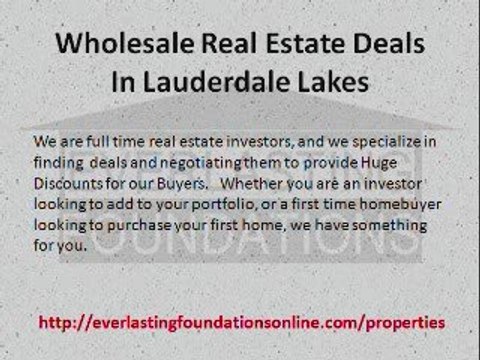 Wholesale Real Estate Deals In Lauderdale Lakes