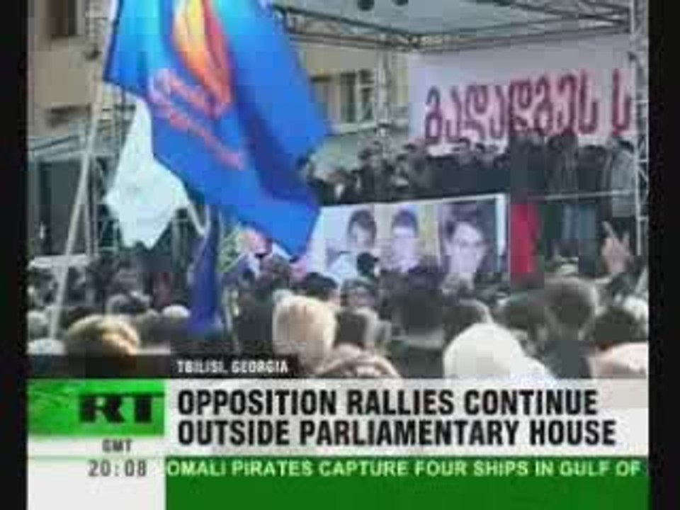 Géorgie - 6 ième jour de manif contre Saakashvili 14-04-2009