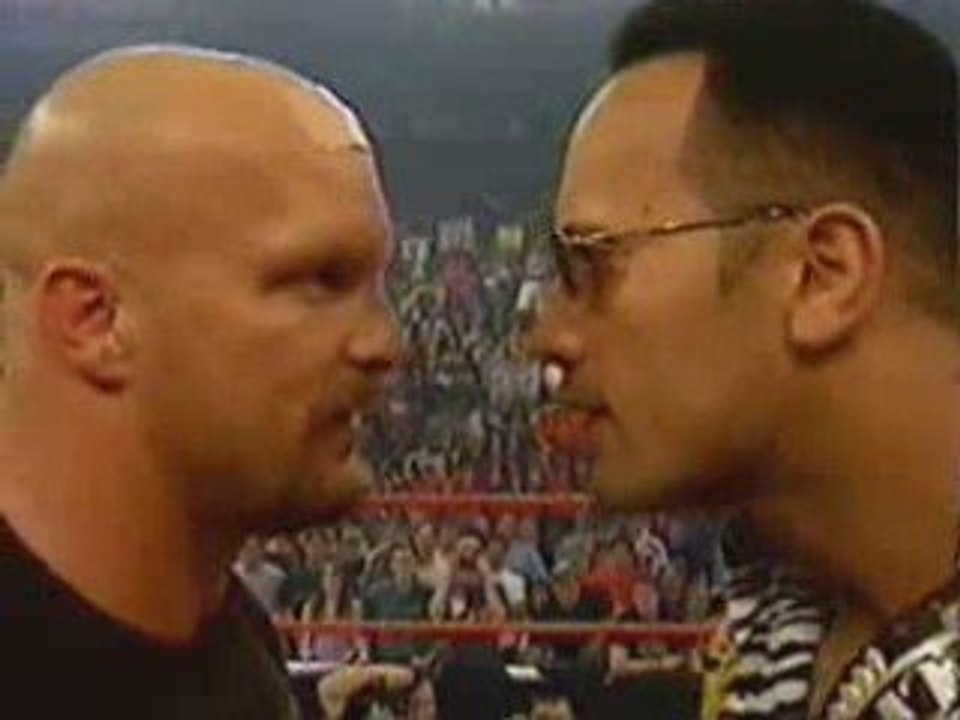 The Rock vs Stone Cold Steve Austin promo WrestleMania WWE