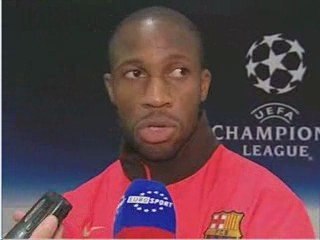 Seidou Keita aprés la qualification du Fc Barcelone