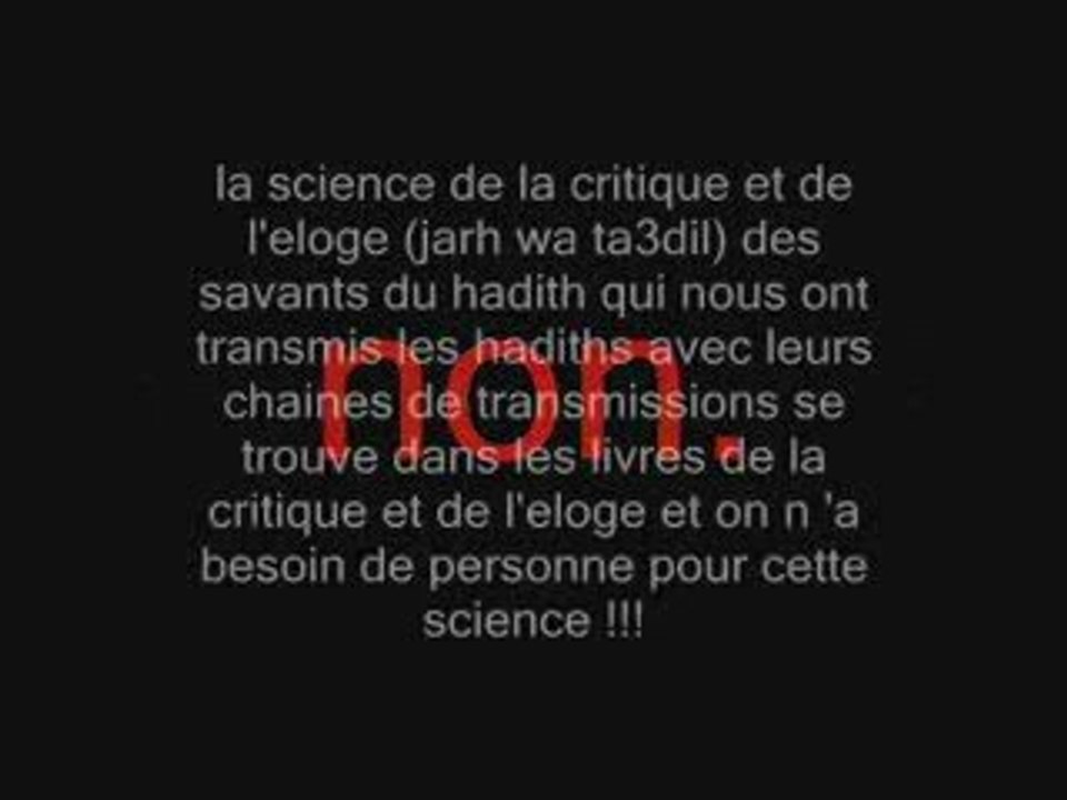 Qui son les savants du jarh wa ta3dil? les mouhadithines