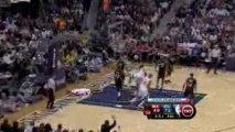 NBA Josh Smith grabs an offensive rebound and hammers it hom