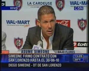 Asume Diego Pablo Simeone como DT "Santo" -Parte2-