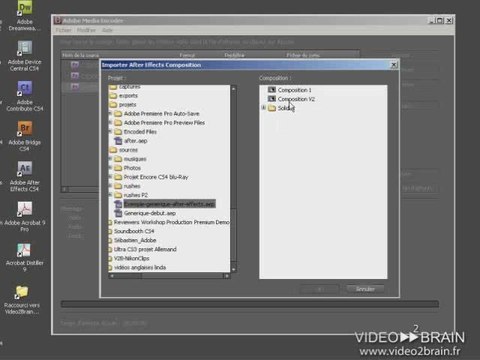 Adobe Media Encoder : imports directs