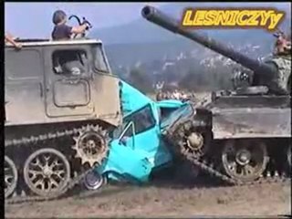 Tank T 55 AM & ATS-47 Crashes - Slow motion video