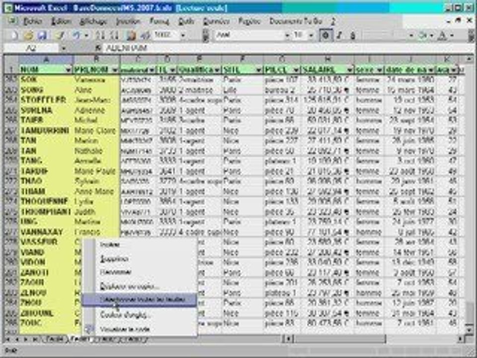 tableaux dynamiques croisée