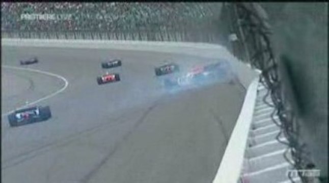 Indycar 2009 Kansas race Castroneves Meira crash