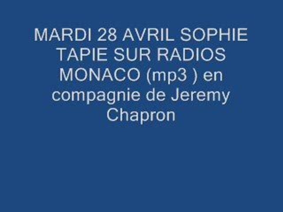 Sophie Tapie - Radio Monaco