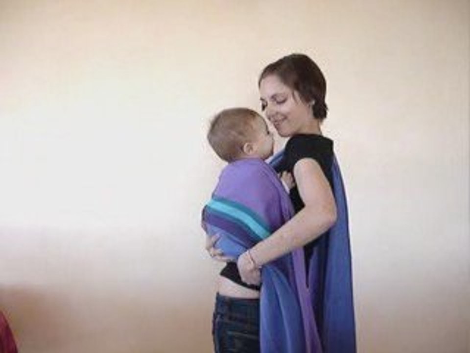 Portage écharpe tissée : Kangourou hanche dép. bébé à bras