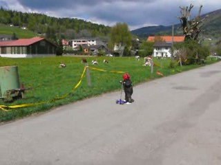 Evan en trottinette dehors...