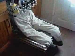 Amazing Dishwasher Accident, man loses top of body