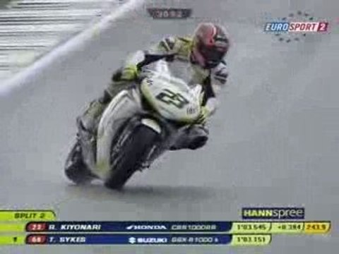 Kyionari sous la pluie à Donington.