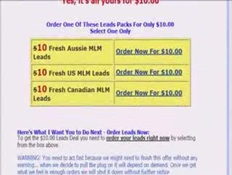 MLM Leads: 10 Fresh Leads For 10 Bucks
