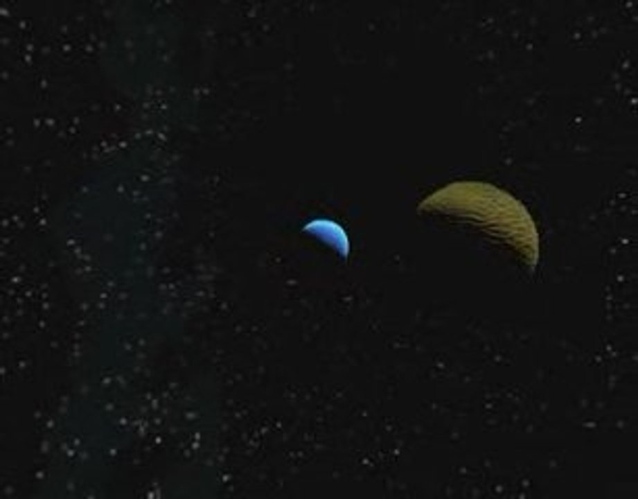 The planet Neptune as observed above surfaces of its moons