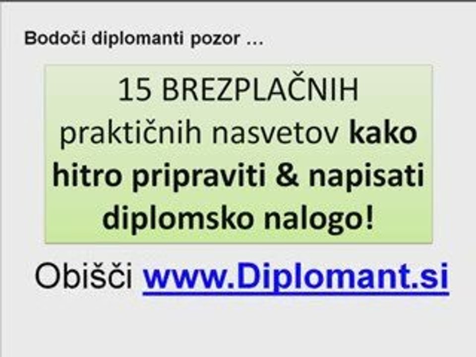 Skrivnosti Uspešne Diplomske Naloge