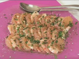 Carpaccio crevettes pamplemousse