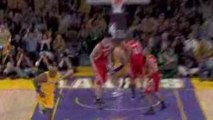 NBA Lamar Odom tosses up a nice ally-oop to Pau Gasol.