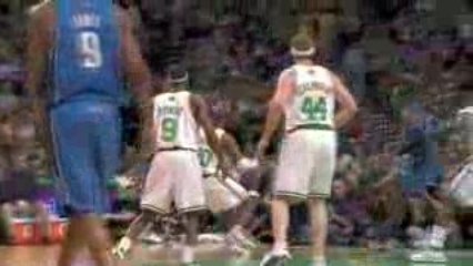 NBA Perkins plays strong defense and Block a driving Pietrus