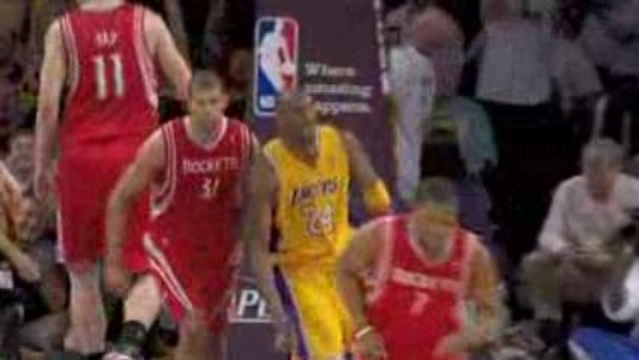 NBA Kobe passes the ball off the back board to himself for t