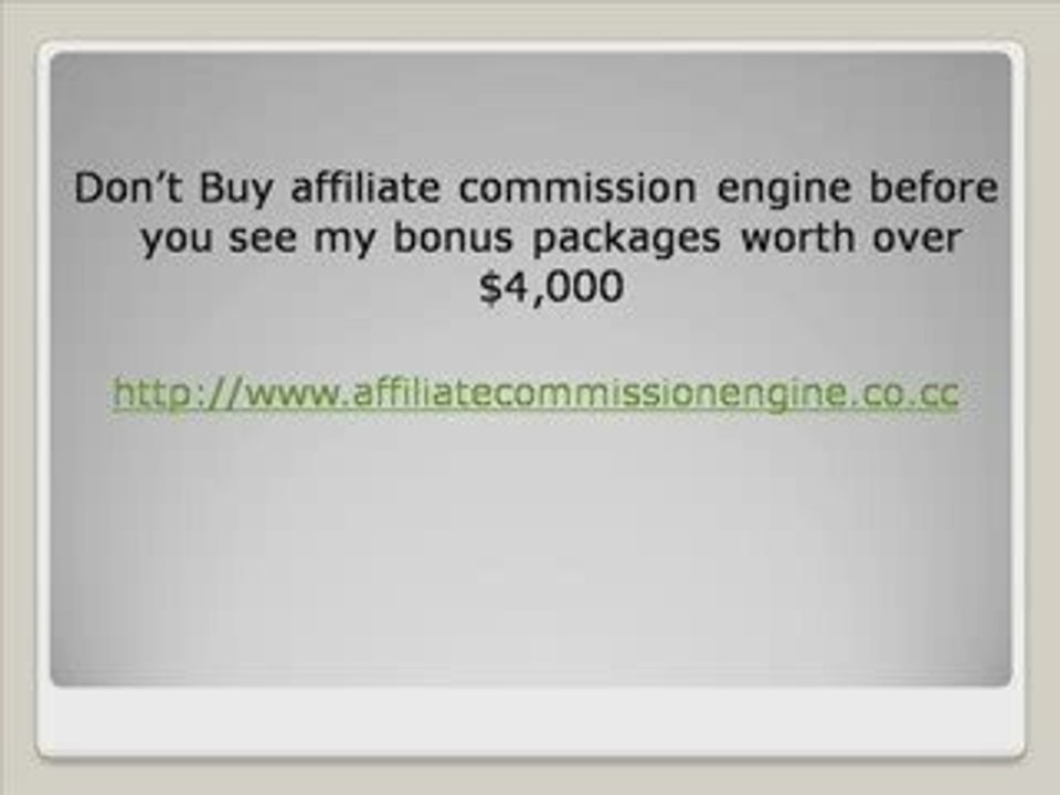 Affiliate commission engine bonus - opportunity.com