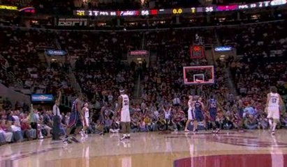 NBA LeBron drops an amazing rainbow 3-pointer from way outsi