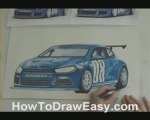 Drawing Car Video, With Marker Pens, VW Scirocco
