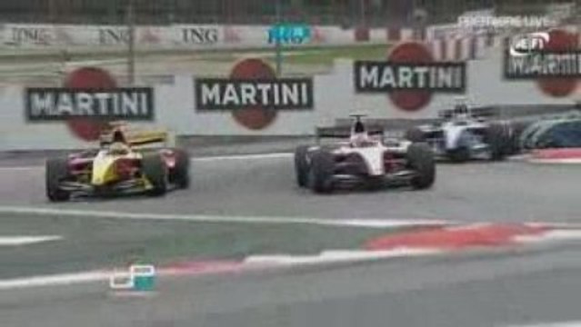 GP2 Barcelona 2009 race 1 Di Grassi battle and big crash